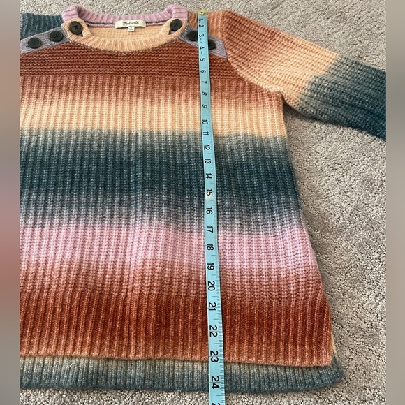 Madewell Space-Dyed Button Shoulder Crew Neck Knit Sweater, Multicolored, Small - Picture 9 of 16